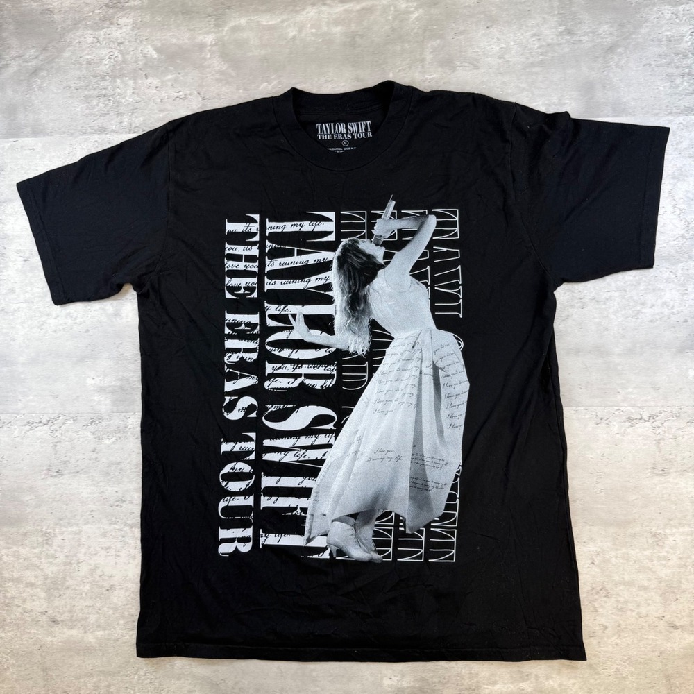 Taylor Swift The Eras Tour 2023-2024 Concert T-Shirt Black Graphic Tee Large